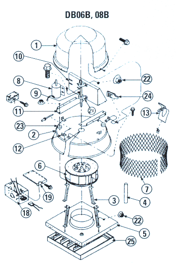 Parts for Roof top ventilator DB06, DB06B