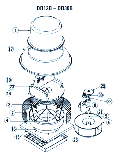 Parts for Roof top ventilator DB12B, DB30B